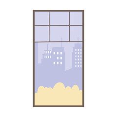 window cityscape view exterior isolated design icon white background