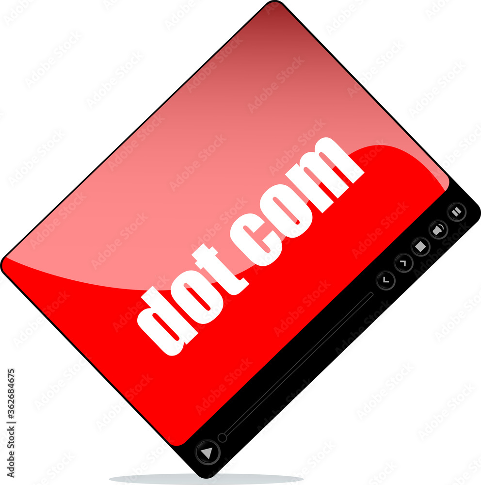 Poster video player for web with dot com words