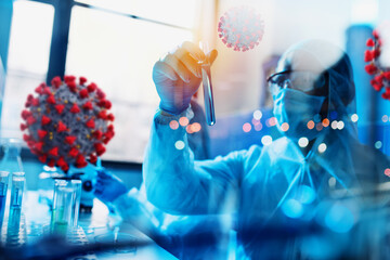 Medical science laboratory. Concept of bacteria research against covid-19 coronavirus