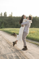 Fototapeta premium Young lovely couple. Man holds girlfriend