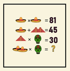 Mathematical riddle. Children funny riddle entertainment. Sheet right answer. Vector activity page and game.