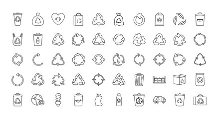 Obraz na płótnie Canvas recycle icon set, line style
