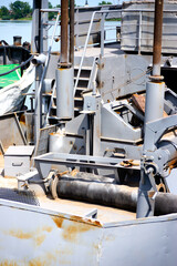 Everyday scenes of a ship repair workshop on the Sava River
