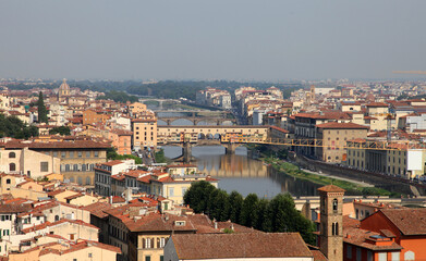 Fototapeta na wymiar Beautiful scene of the city of Florence, buildings, river, history