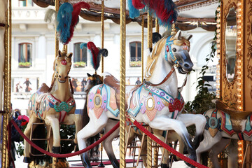Fototapeta na wymiar Merry Go Round in Piazza della Repubblica in Florence Italy