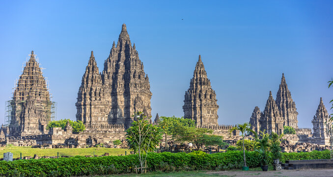 Prambanan temple complex. 9th century Hindu temple located near Yogyakarta on Central Java, Indonesia