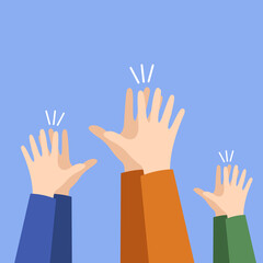 Obraz premium Human hands clapping ovation. People applaud. Flat cartoon style. Vector illustration 