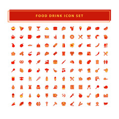 Food and Drink icons set vector with filled outline style design