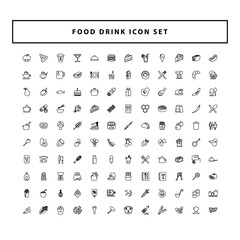 Food and Drink icons set vector with outline style design