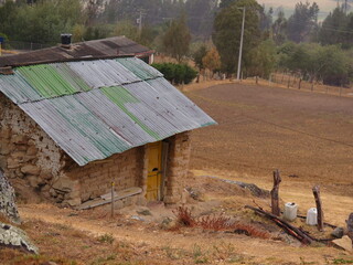 casa típica campesina con su cultivo en frente