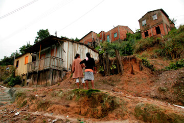 eunapolis, bahia / brazil - june 4, 2009: houses built in the middle of the Pequi neighborhood in the city of Eunapolis.