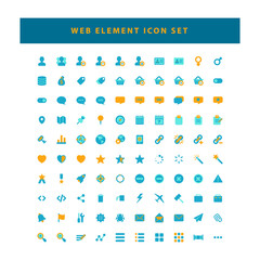 Fototapeta na wymiar Set of web element icons set with flat color style design