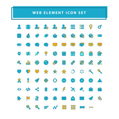 Set of web element icons set with filled outline style design