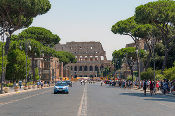 Rome: Colosseo view from Via dei Fori Imperiali