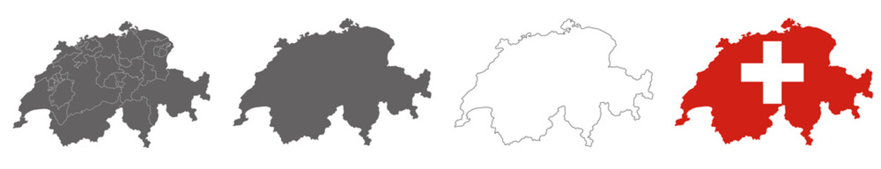 Fototapeta na wymiar vector map flag of Switzerland isolated on white background