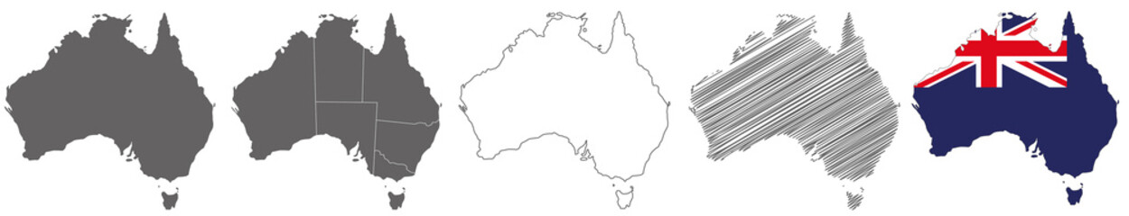 vector maps of australia on white background	