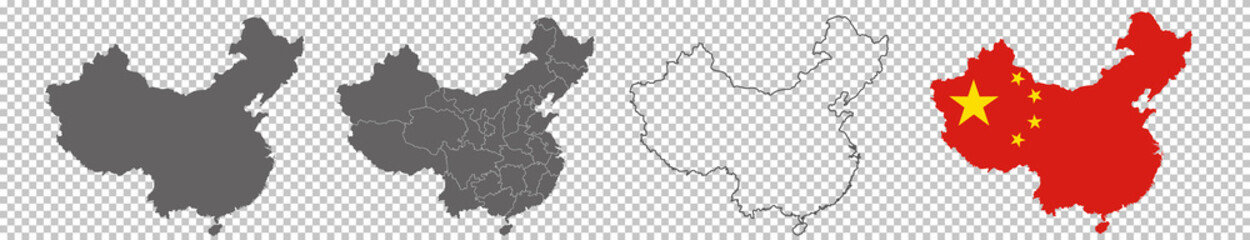 vector maps of China on transparent background	