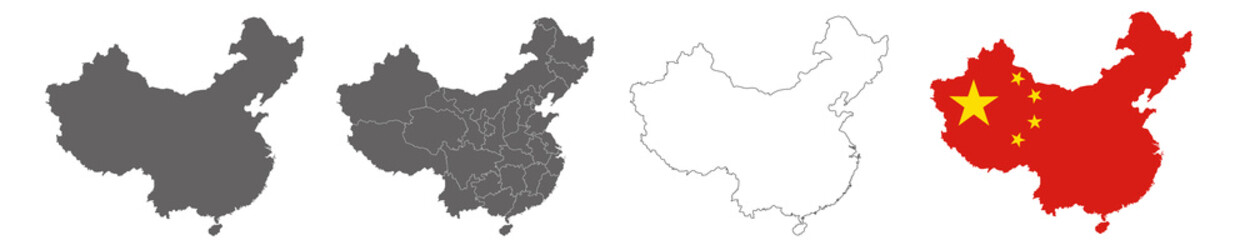 vector political maps of China on white background	
