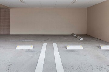 Empty space car park interior at office building