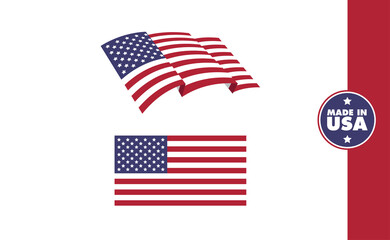 USA flag, national emblem of the United States of America. Vector design. Independence day patriotic symbol.