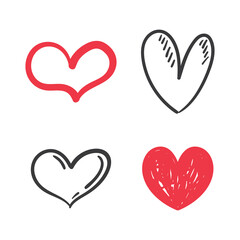 Hand drawn hearts. Set of Heart doodles for valentine's day design or wedding card invitation.