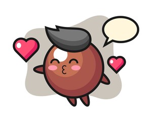 Chocolate ball cartoon with kissing gesture