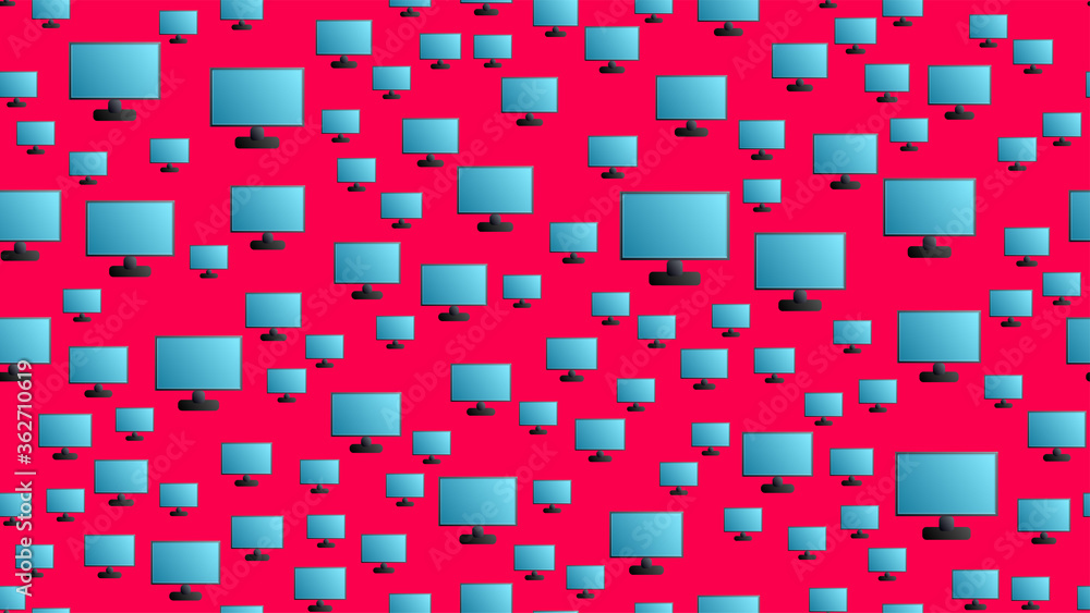 Poster endless seamless pattern of beautiful digital virtual virtual modern new flat it lcd monitors on a r