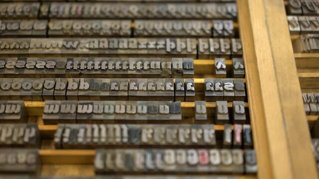 Old style metal Letterpress print block letters with various fonts