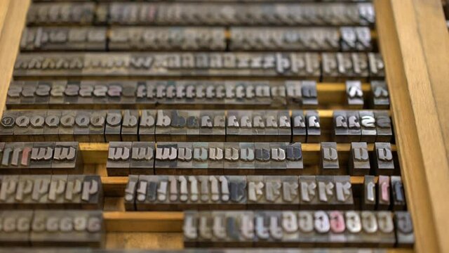 Old style metal Letterpress print block letters with various fonts