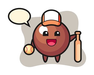 Chocolate ball cartoon as a baseball player