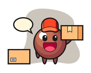 Chocolate ball cartoon as a courier