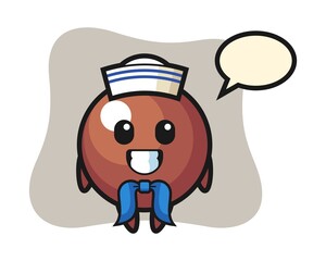 Chocolate ball cartoon as a sailor man