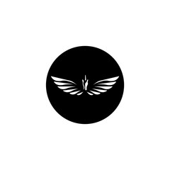 Abstract Horse with wings Powerfull pegasus unicorn flying vector logo on White background