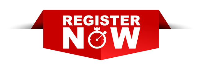 red vector illustration banner register now