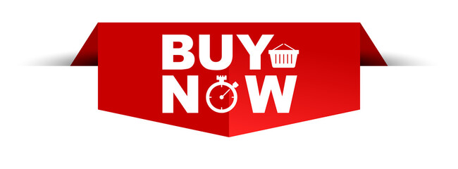 red vector illustration banner buy now