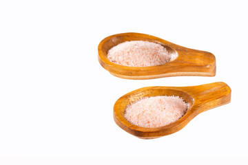 fine Himalayan salt in a wooden spoon