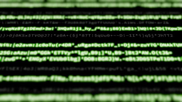 Video Background 2562: Scrolling screen display with numbers, text and computer code (Loop).
