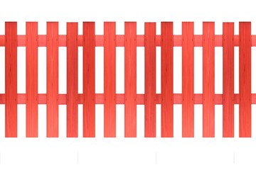 Painted red wooden fence isolated on a white background