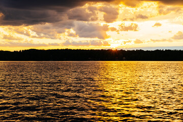 Fire in the sky, Sunset over a lake