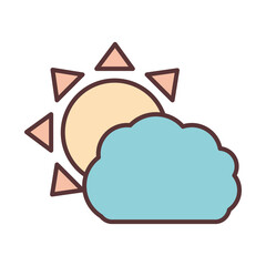 sun and cloud climate summer line and fill icon