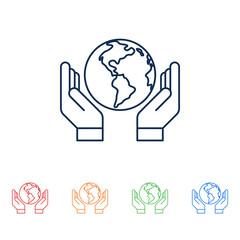 hands lifting world planet earth line style vector illustration design