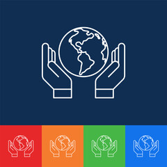 hands lifting world planet earth line style vector illustration design