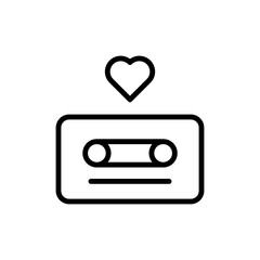 Cassette, heart icon. Simple line, outline vector elements of flower children icons for ui and ux, website or mobile application