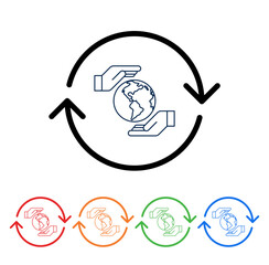 hands lifting world planet earth line style vector illustration design