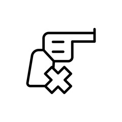 Revolver, prohibit icon. Simple line, outline vector elements of flower children icons for ui and ux, website or mobile application