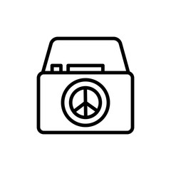 Camera, peace icon. Simple line, outline vector elements of flower children icons for ui and ux, website or mobile application