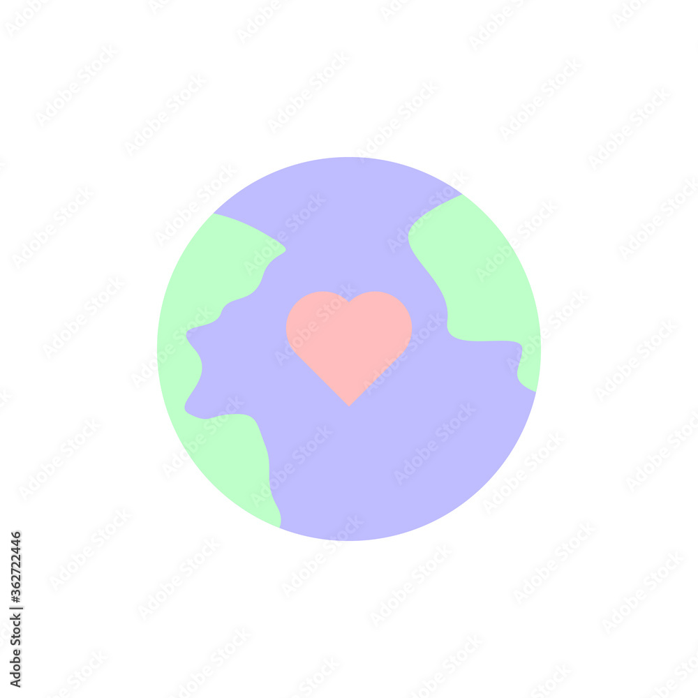 Poster heart, earth icon. simple color vector elements of flower children icons for ui and ux, website or m