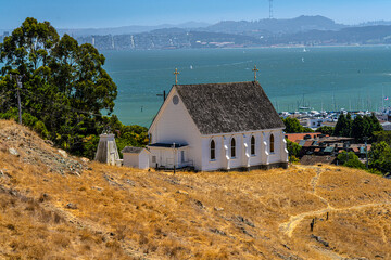 St. Hilarys Historic Catholic Church and Preserve in Tiburon, California built in 1988. 