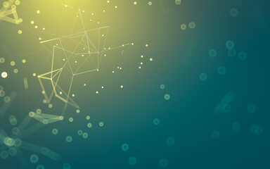 Abstract background. Molecules technology with polygonal shapes, connecting dots and lines. Connection structure. Big data visualization.