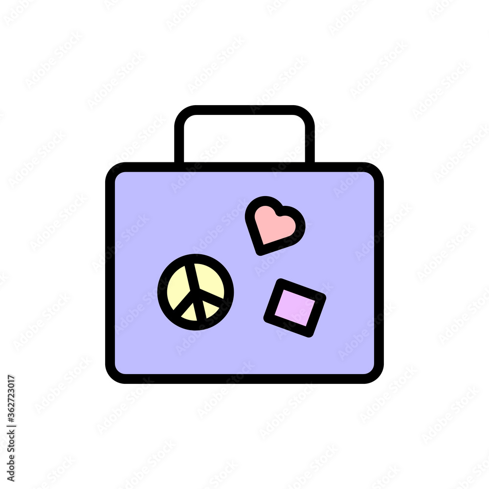 Aufkleber briefcase, stickers icon. simple color with outline vector elements of flower children icons for ui 